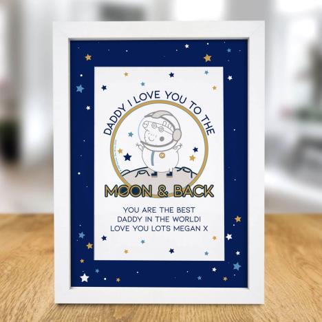 Personalised Peppa Pig Daddy Moon & Back A4 Framed Print Extra Image 1